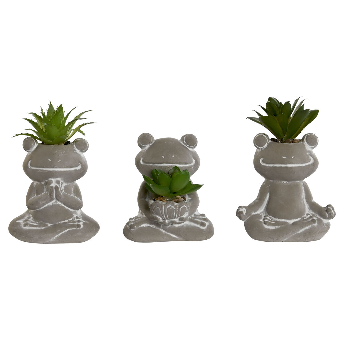 Planta Decorativa Home ESPRIT Polietileno Cemento Rana 7,5 x 5 x 11 cm (3 Unidades) - Effik Store