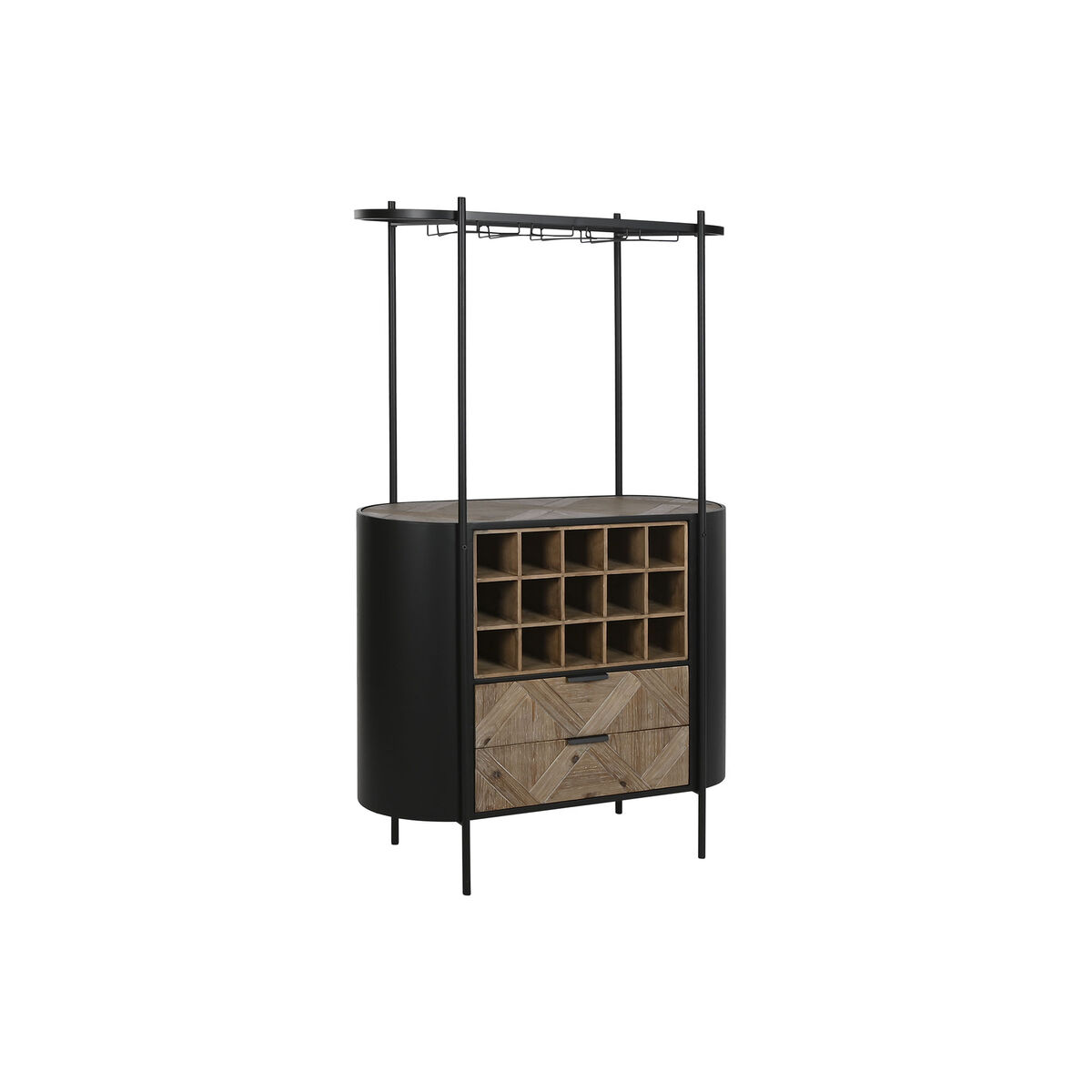 Botellero Home ESPRIT Negro Natural Metal Abeto 90 x 36 x 150 cm - Effik Store