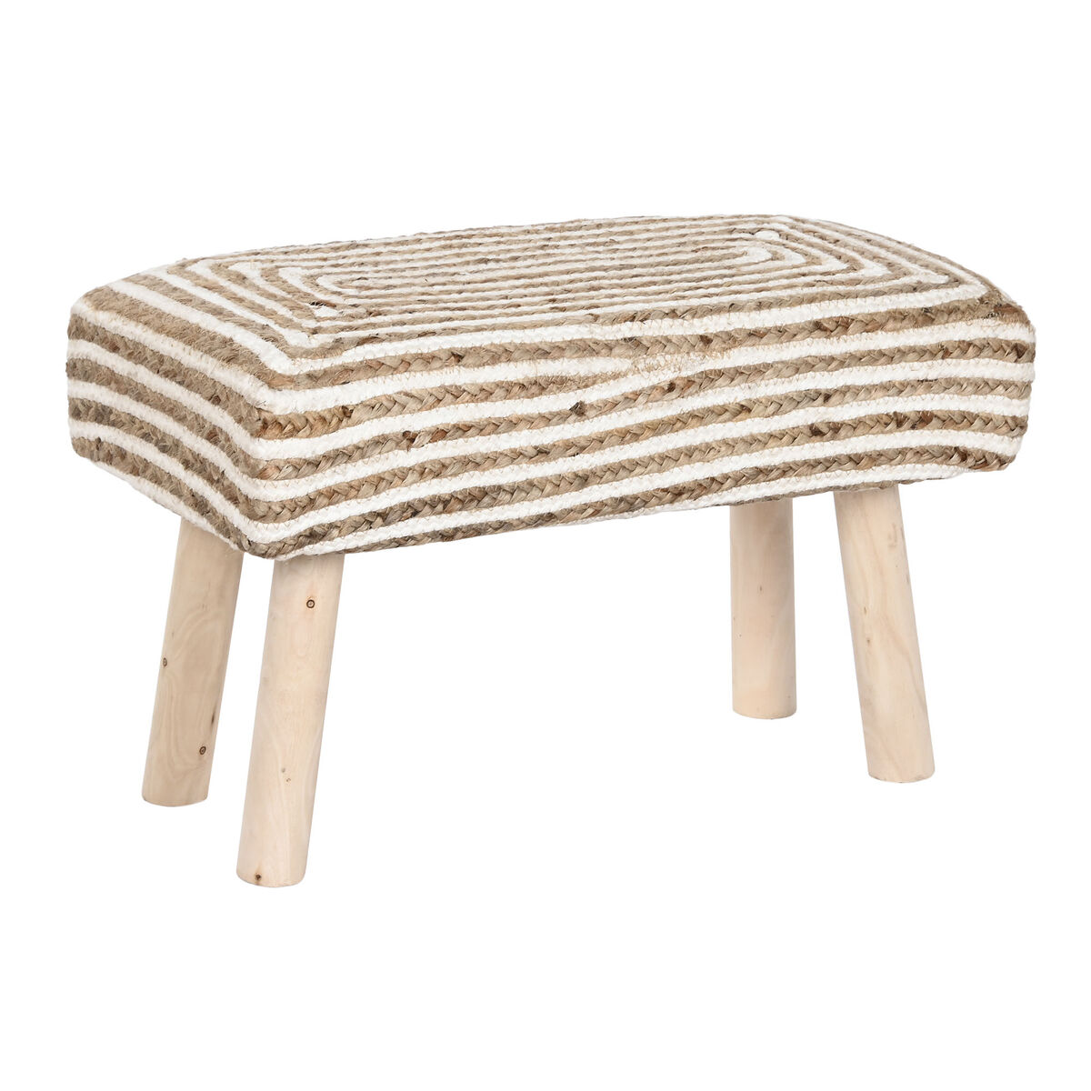 Reposapiés Home ESPRIT Yute Madera de eucalipto 60 x 31 x 38 cm - Effik Store