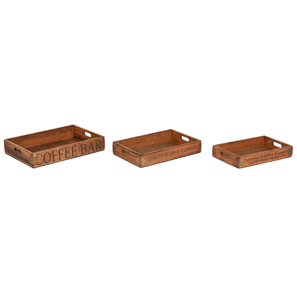 Juego de Bandejas Home ESPRIT Natural Madera de abeto 56 x 38 x 10 cm (3 Piezas) - Effik Store