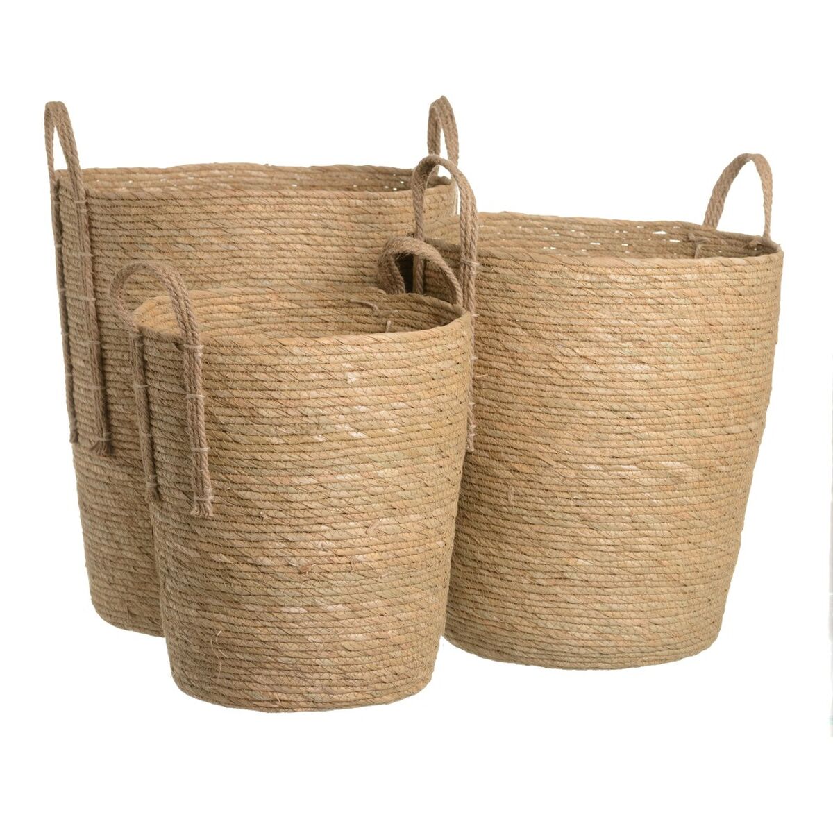 Juego de Cestos Natural Junco 42 x 42 x 48 cm (3 Piezas) - Effik Store