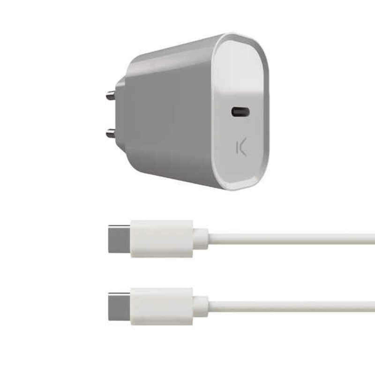 Cargador de Pared + Cable USB C KSIX Blanco 20W - Effik Store