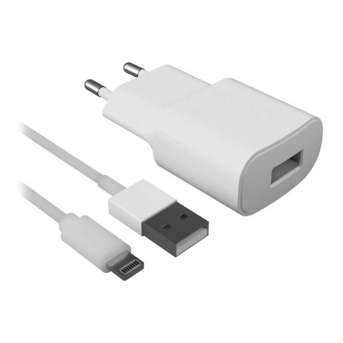 Cargador de Pared +Cable Lightning MFI Contact Apple-compatible 2.1A Blanco - Effik Store