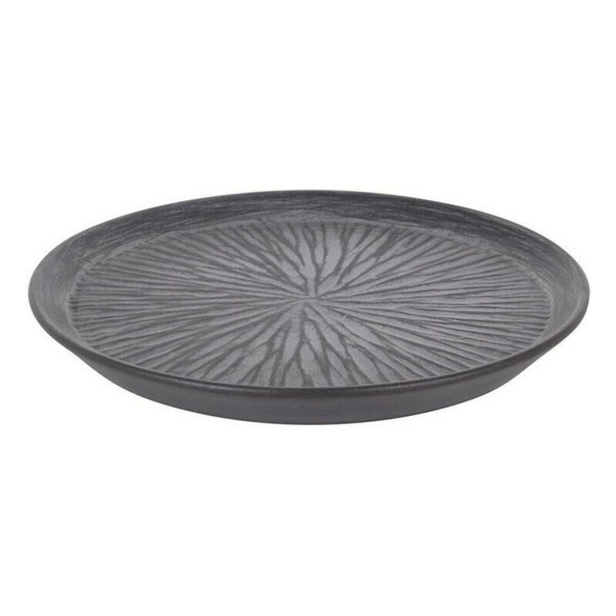 Plato Llano Stoneware Lotus Porcelana Negro (ø 23 x 2,5 cm) - Effik Store