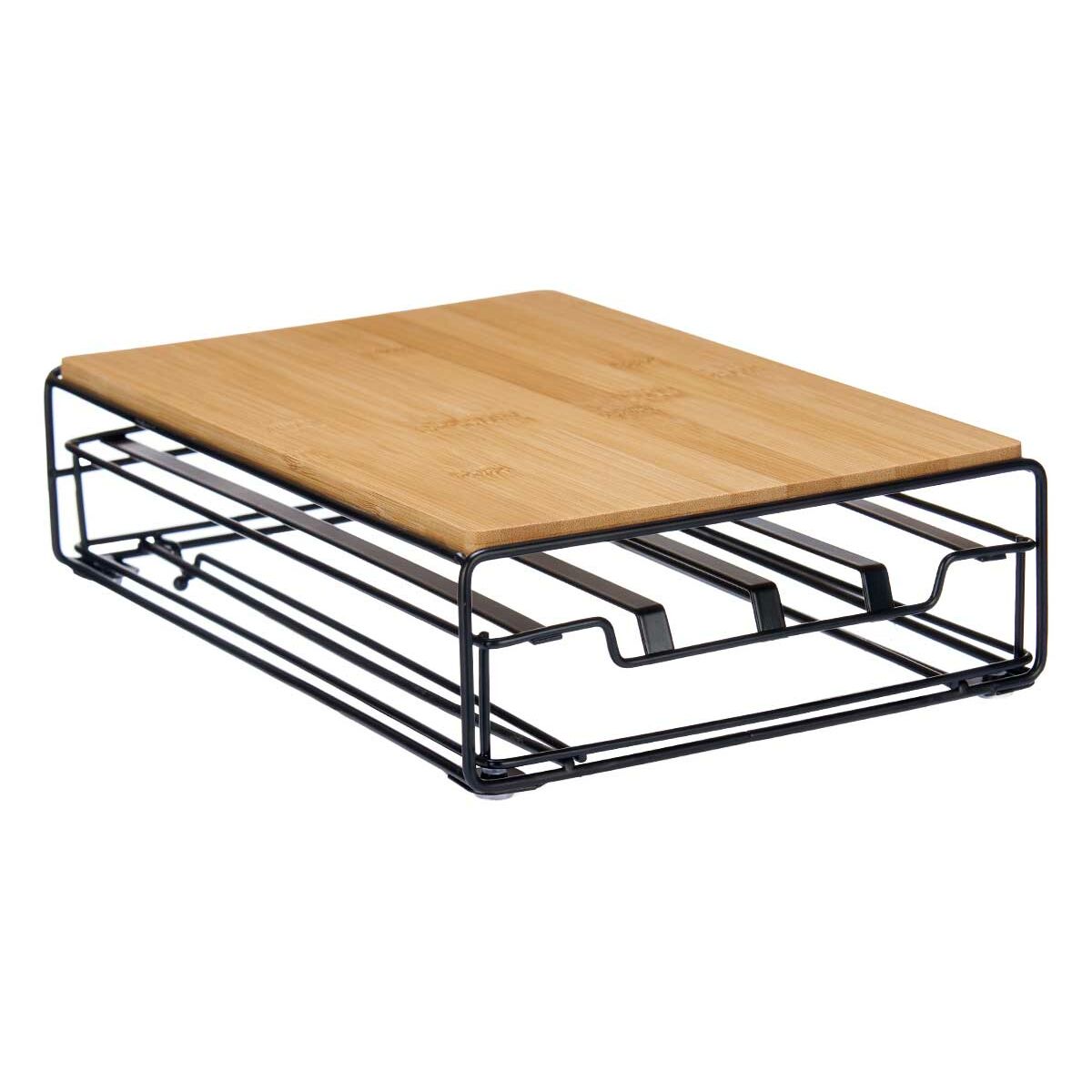 Organizador de Cápsulas de Café Negro Natural Metal Bambú 21 x 57 x 8,5 cm - Effik Store