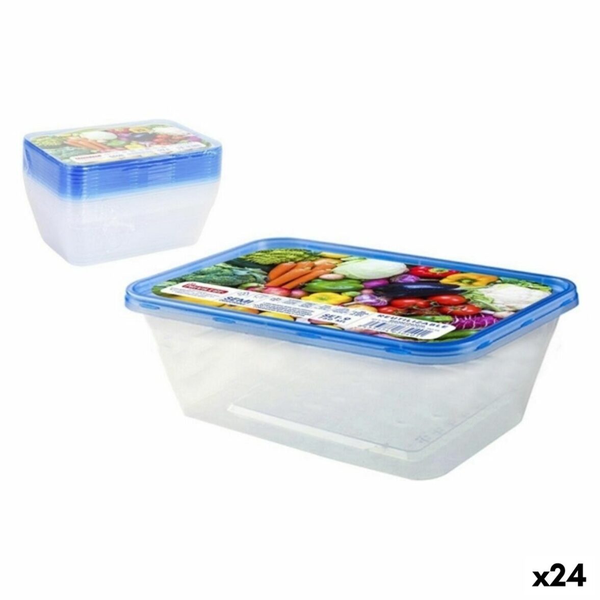 Set de Fiambreras Privilege 49787 Rectangular 750 ml 18 x 12 x 6 cm (24 Unidades) (9 pcs) - Effik Store