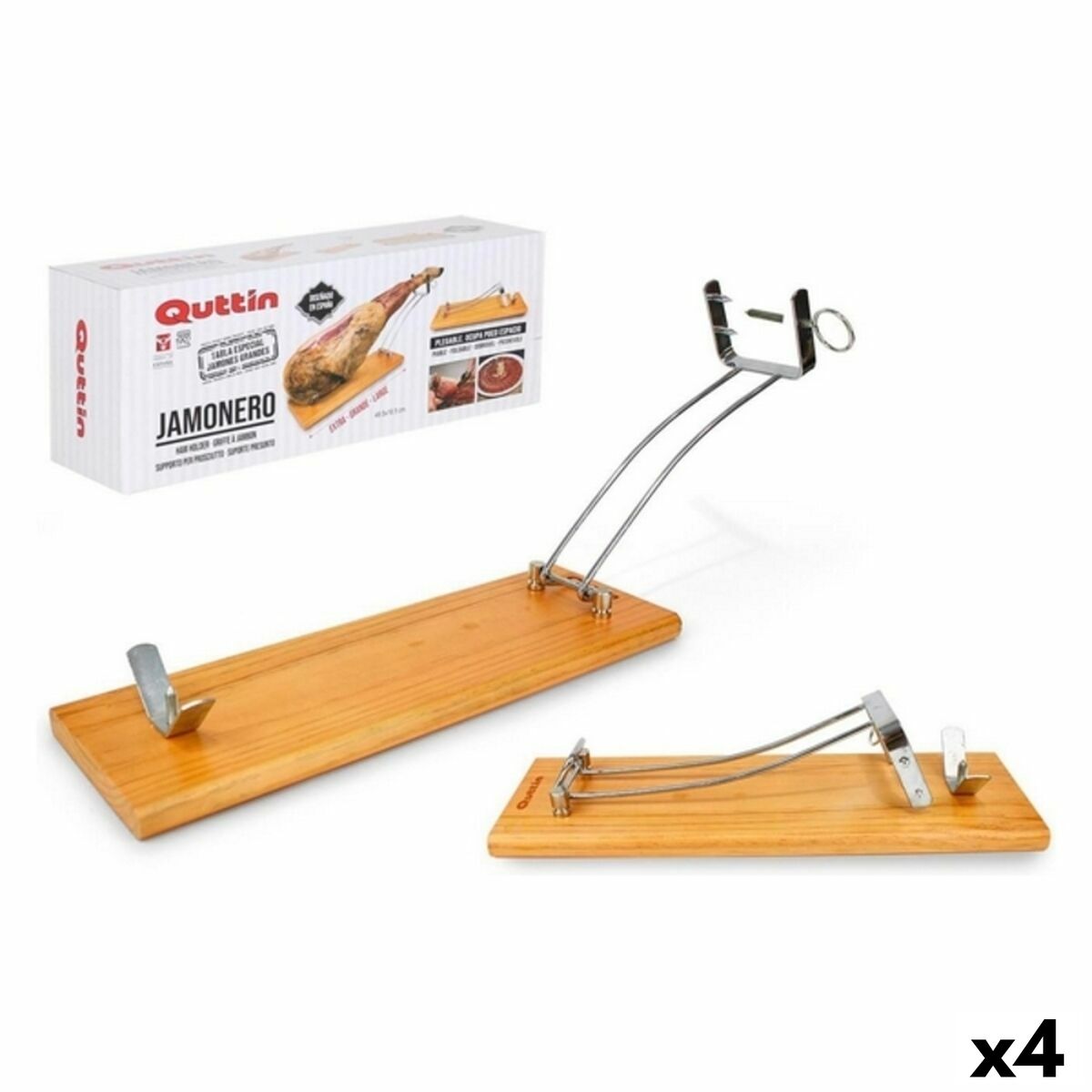 Jamonero Plegable Quttin (48,5 x 16,5 x 2,3cm) Madera 48,5 x 16,5 x 2,3 cm (4 Unidades) - Effik Store