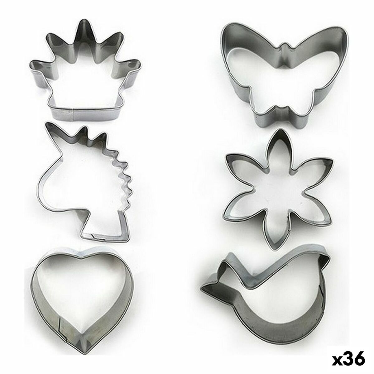 Set de Moldes de Repostería Formas Acero Inoxidable Plateado 3 Piezas (36 Unidades) (3 pcs) - Effik Store