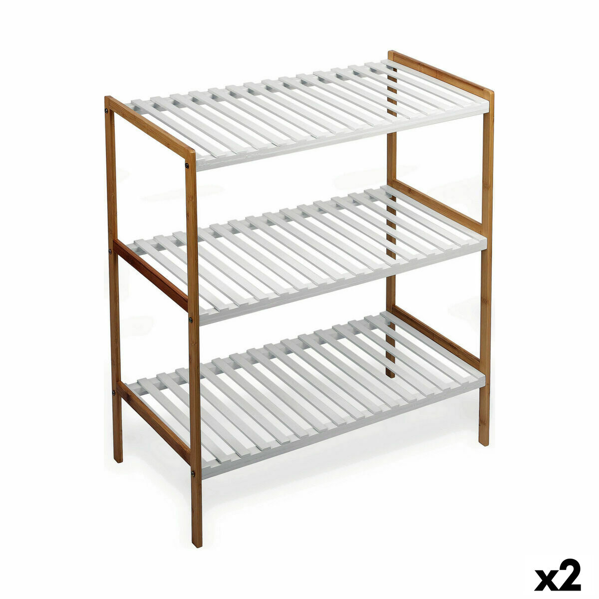 Estantería Confortime Blanco Bambú 70 x 35 x 76,2 cm (2 Unidades) - Effik Store