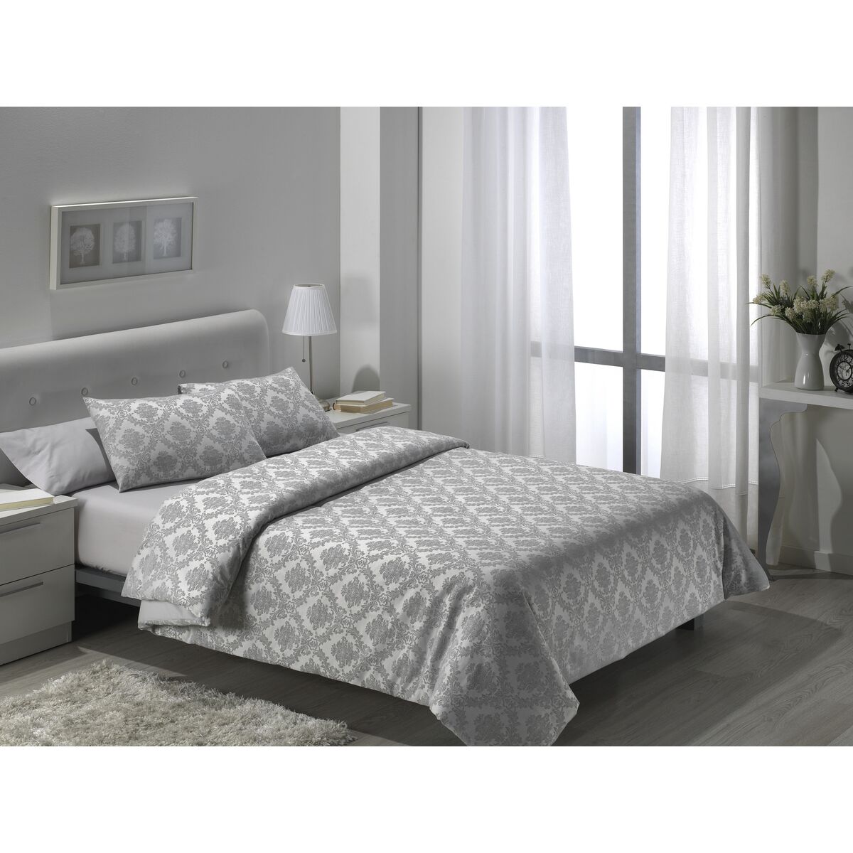 Juego de funda nórdica Alexandra House Living Viena Gris Perla Cama de 90 4 Piezas - Effik Store