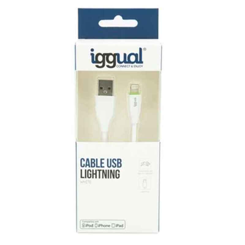 Cable Lightning iggual IGG316955 1 m Blanco - Effik Store