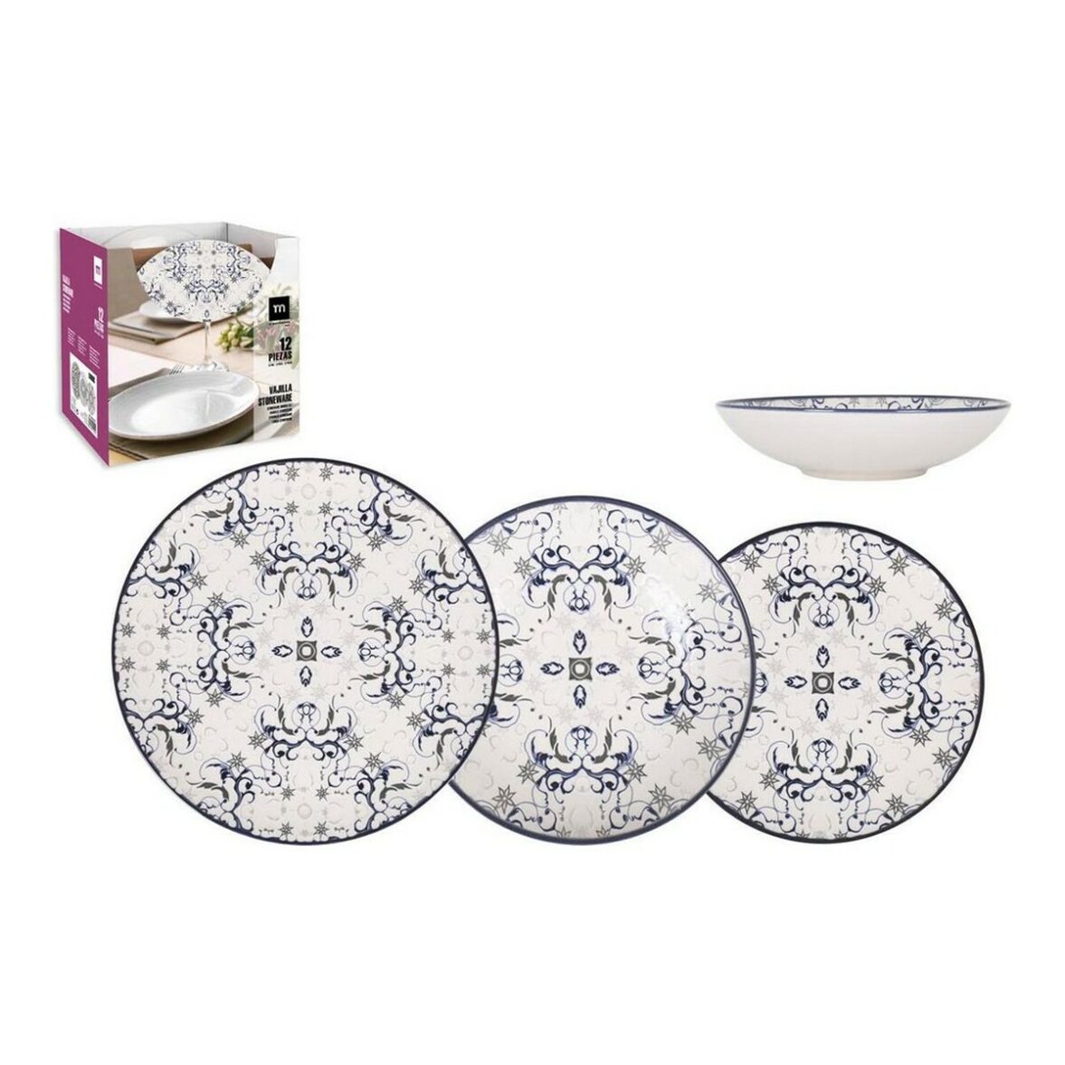 Set de Vajilla La Mediterránea Tesa Porcelana 12 Piezas - Effik Store