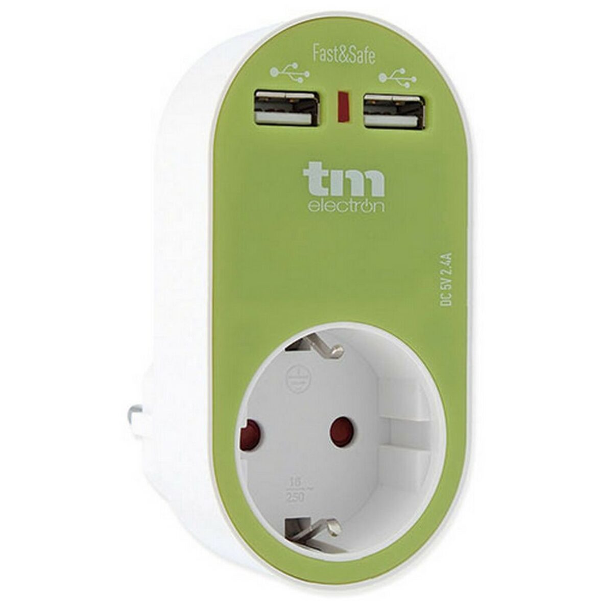 Enchufe Pared con 2 Puertos USB TM Electron Verde - Effik Store