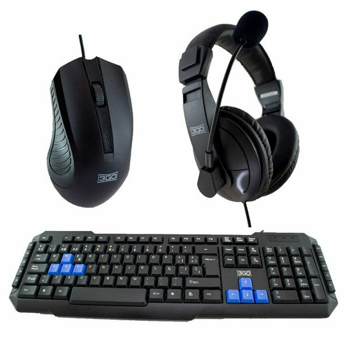 Pack Gaming 3GO COMBODRILEH2 Negro Multicolor Qwerty Español - Effik Store