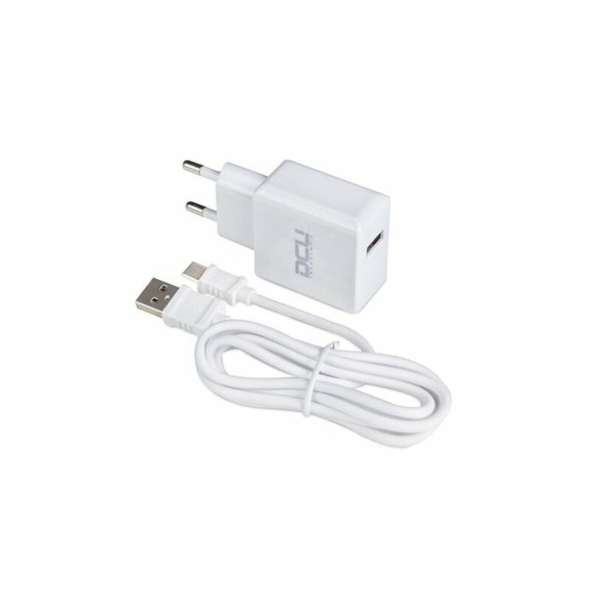 Cargador de Pared + Cable USB A a USB C DCU 66826 Blanco (1 m) - Effik Store