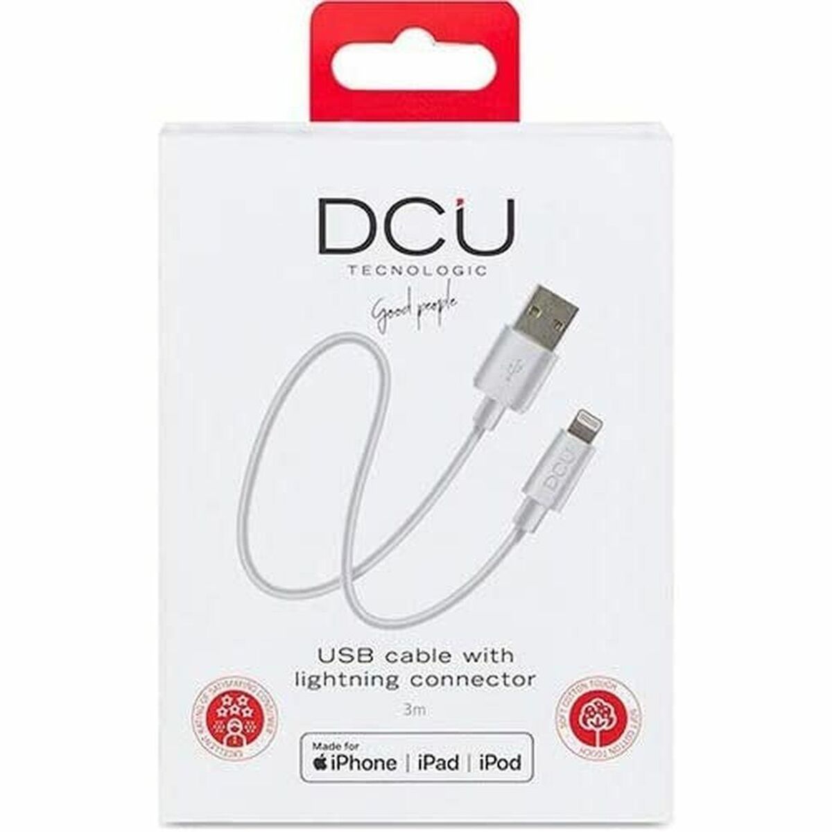 Cable USB para iPad/iPhone DCU 4R60057 Blanco 3 m - Effik Store