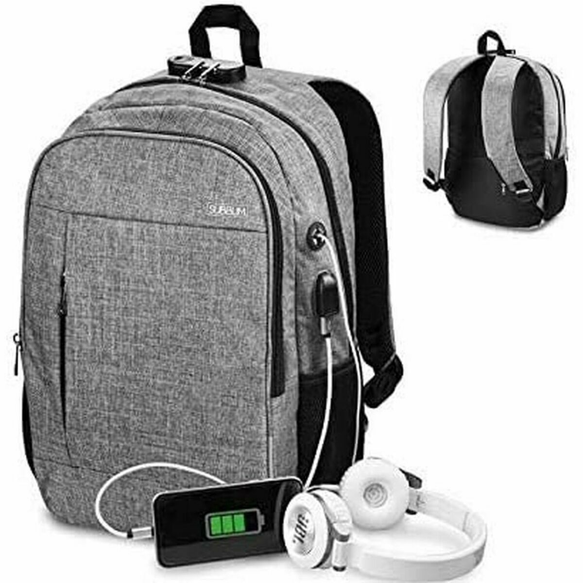 Mochila para Portátil y Tablet con Salida USB Subblim SUB-BP-1UL0001 Gris - Effik Store