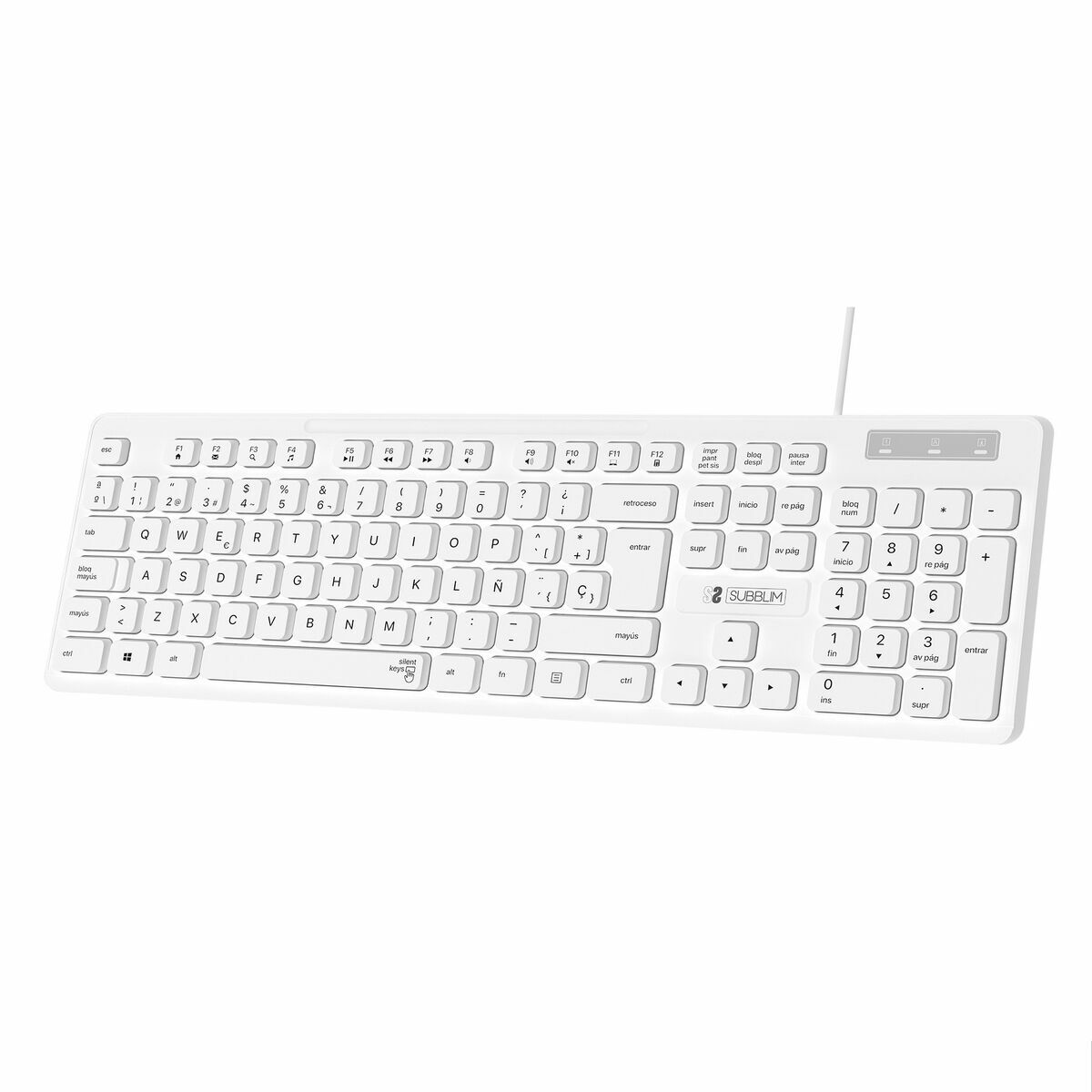 Teclado Subblim SUBKBC-0SSK51 Blanco Qwerty Español - Effik Store