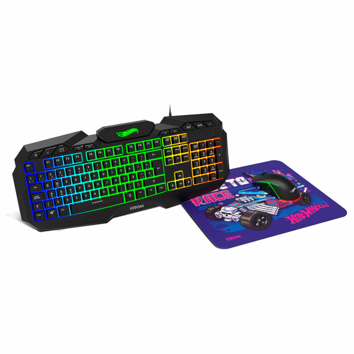 Teclado y Ratón Gaming Krom HOTWHEELS Qwerty Español - Effik Store