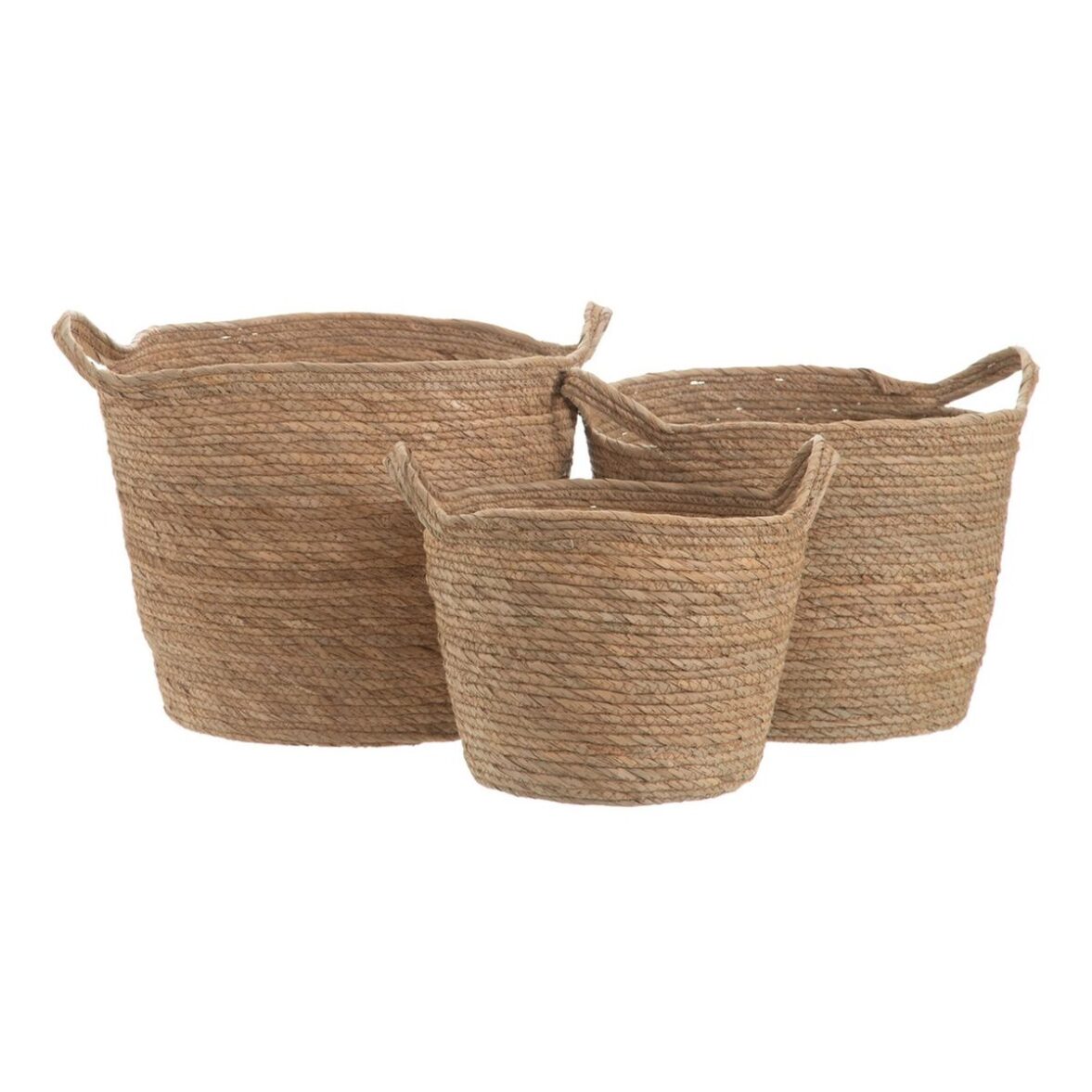 Juego de Cestos Natural Junco 33 x 33 x 38 cm (3 Piezas) - Effik Store