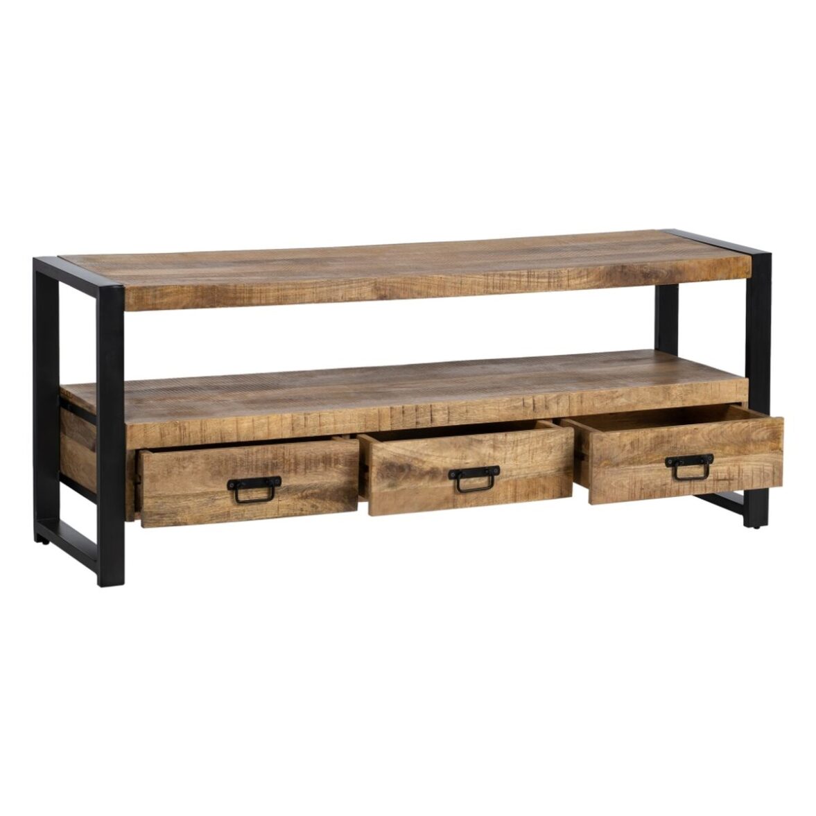 Mueble de TV MARA 150 x 45 x 60 cm Natural Negro Madera Hierro - Effik Store