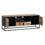 Mueble de TV MARA Natural Negro Madera Hierro 150 x 40 x 55 cm - Effik Store