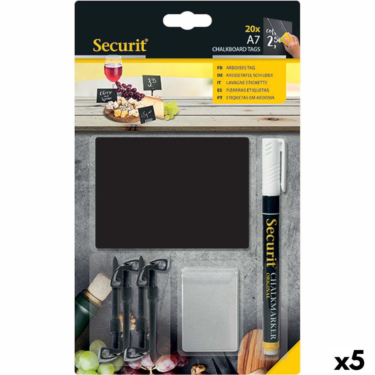 Pizarra Securit Con soporte Set 7,4 × 10,5 cm 20 Unidades Negro - Effik Store