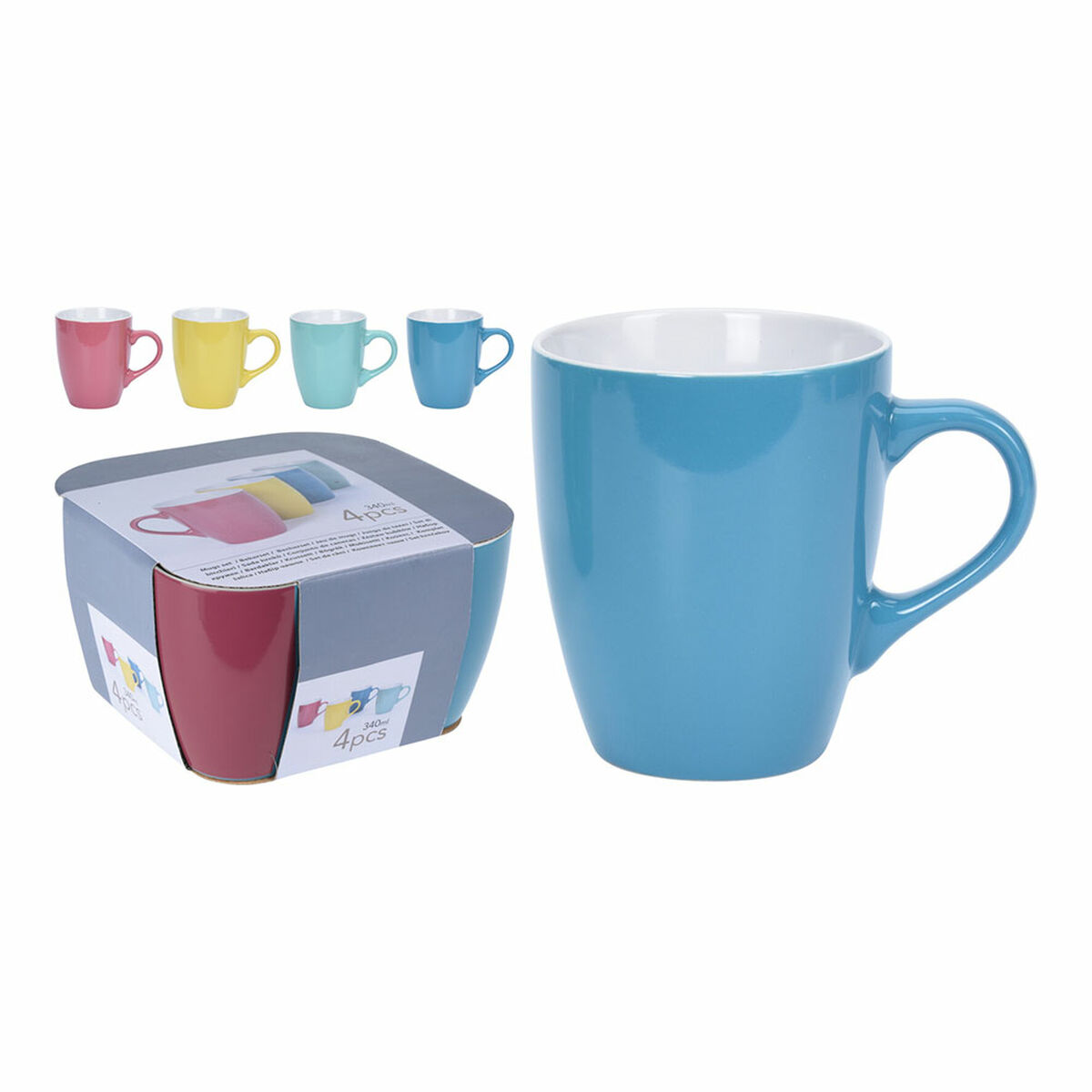 Juego de 4 Tazas Mug Lifetime Cerámica 340 ml - Effik Store