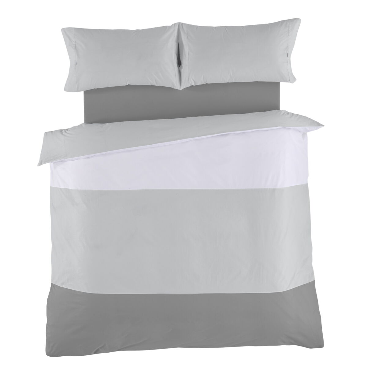 Juego de funda nórdica Alexandra House Living Blanco Gris Cama de 180 4 Piezas - Effik Store