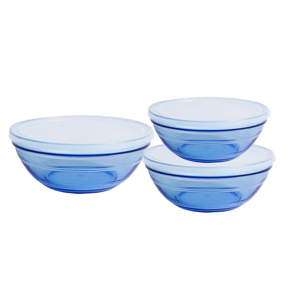 Set de Cuencos Duralex Marine Azul Con Tapa 3 Piezas - Effik Store