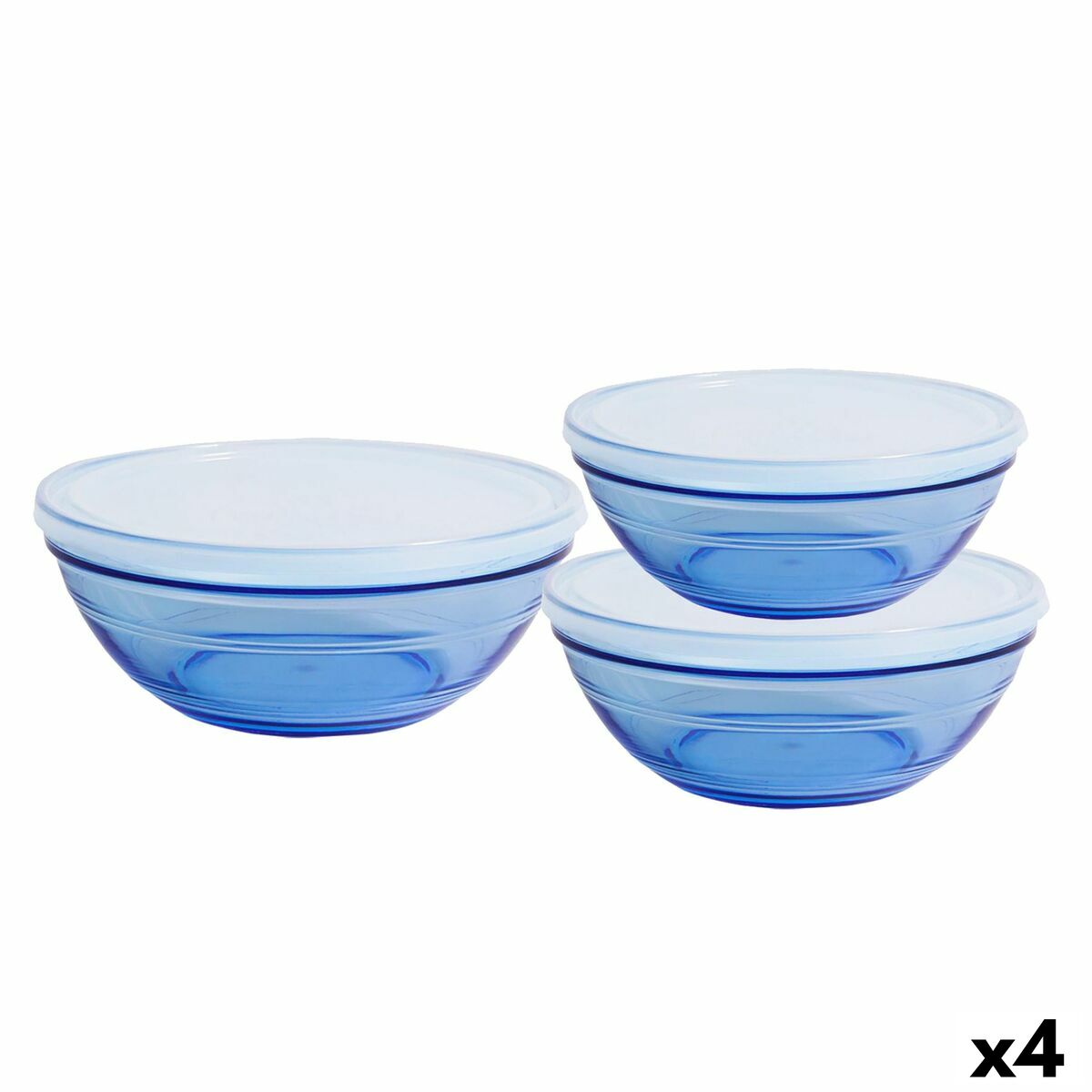 Set de Cuencos Duralex   Azul Con Tapa 3 Piezas (4 Unidades) - Effik Store