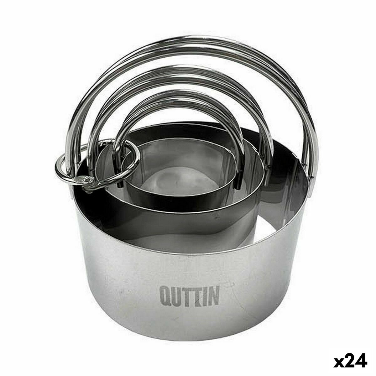 Set de Moldes de Repostería Quttin Acero Inoxidable Plateado Redondo 3 Piezas (24 Unidades) - Effik Store