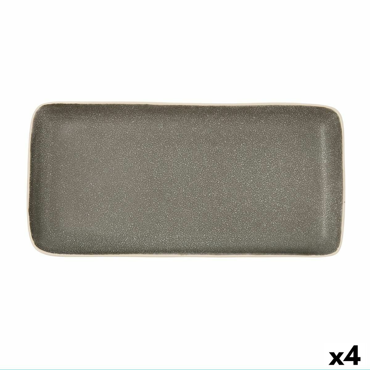 Bandeja de Aperitivos Bidasoa Gio Rectangular Gris 28 x 14 cm Cerámica (4 Unidades) - Effik Store