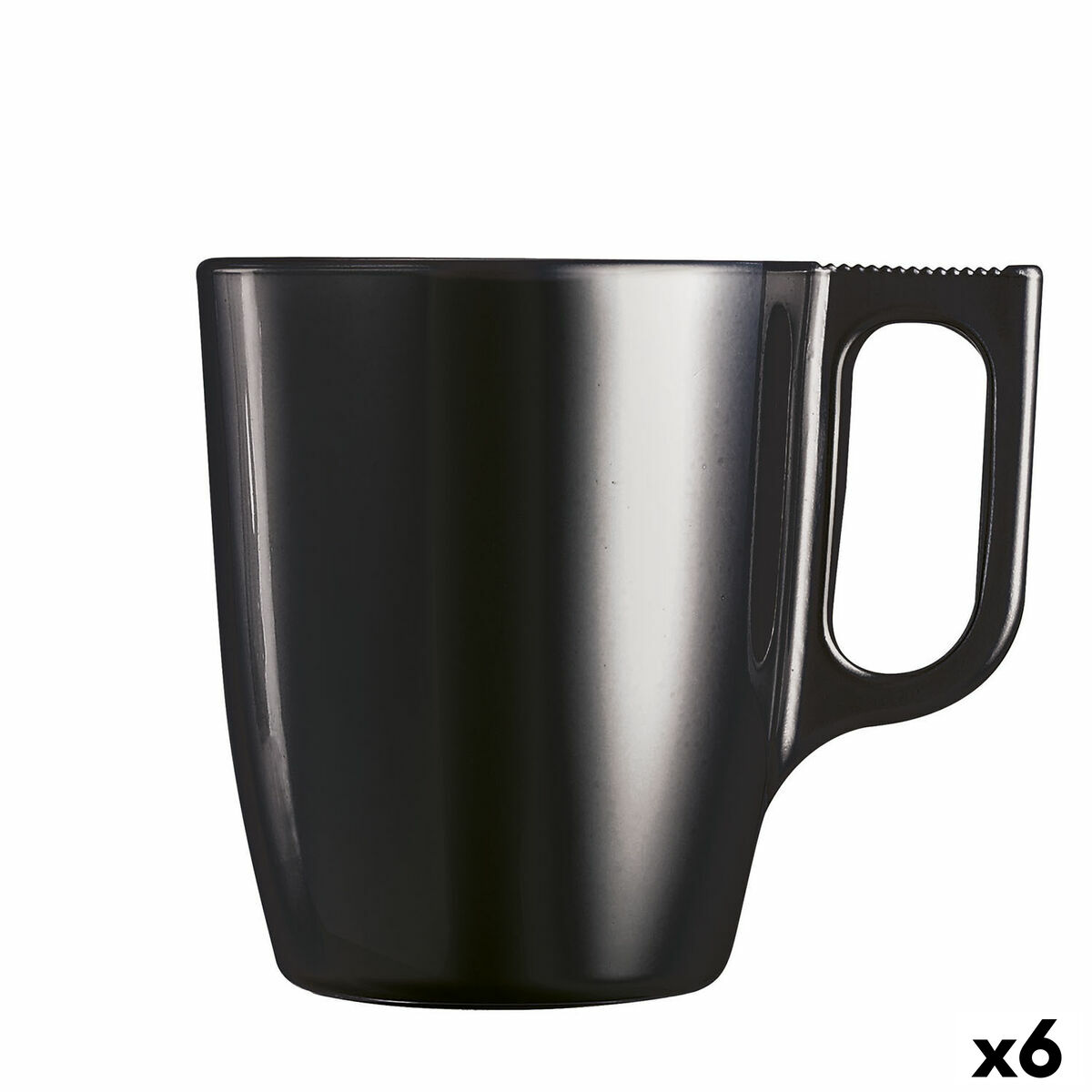 Taza Mug Luminarc Flashy Negro 250 ml Vidrio (6 Unidades) - Effik Store