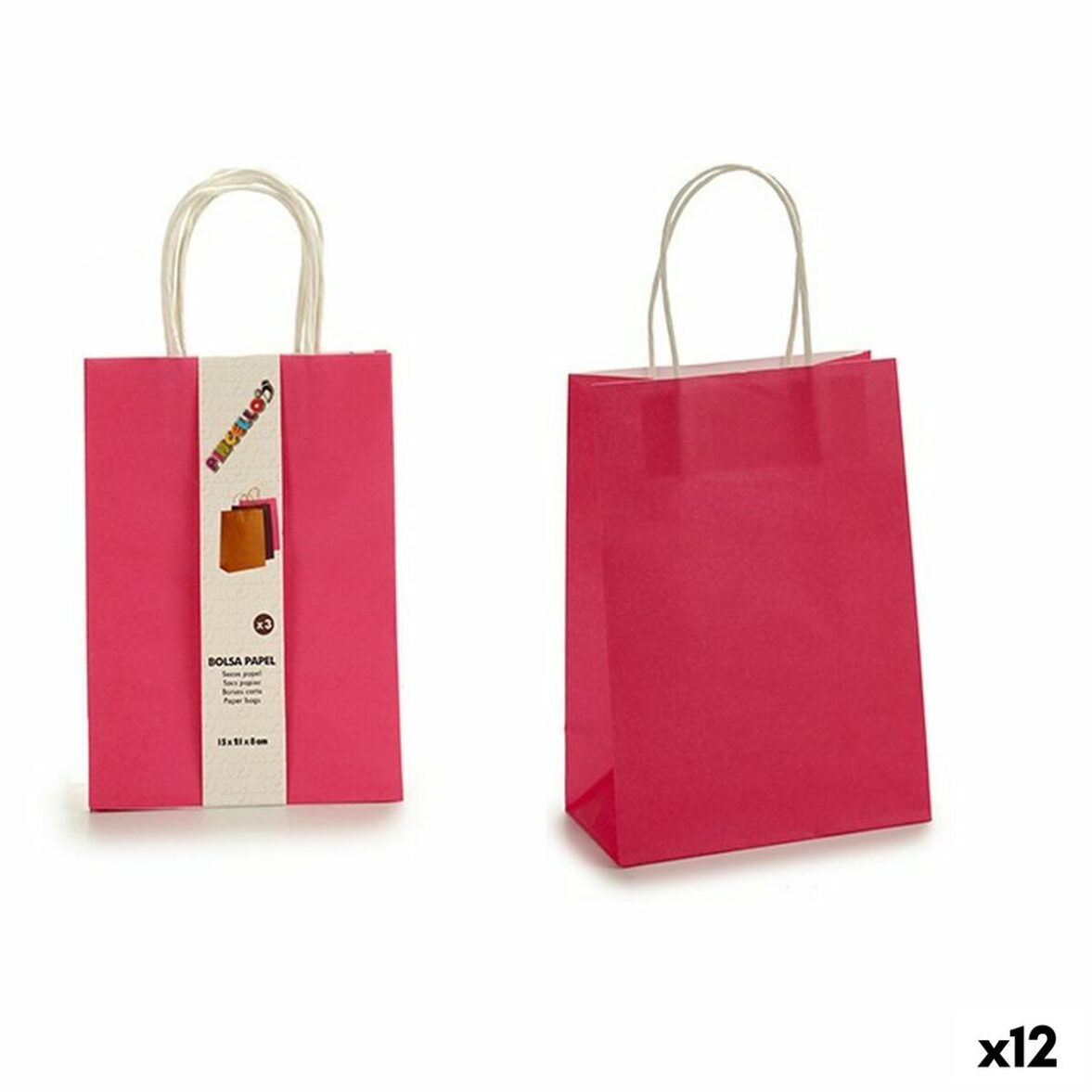 Set de Bolsas Rosa Papel 8 x 31 x 15 cm (12 Unidades) - Effik Store