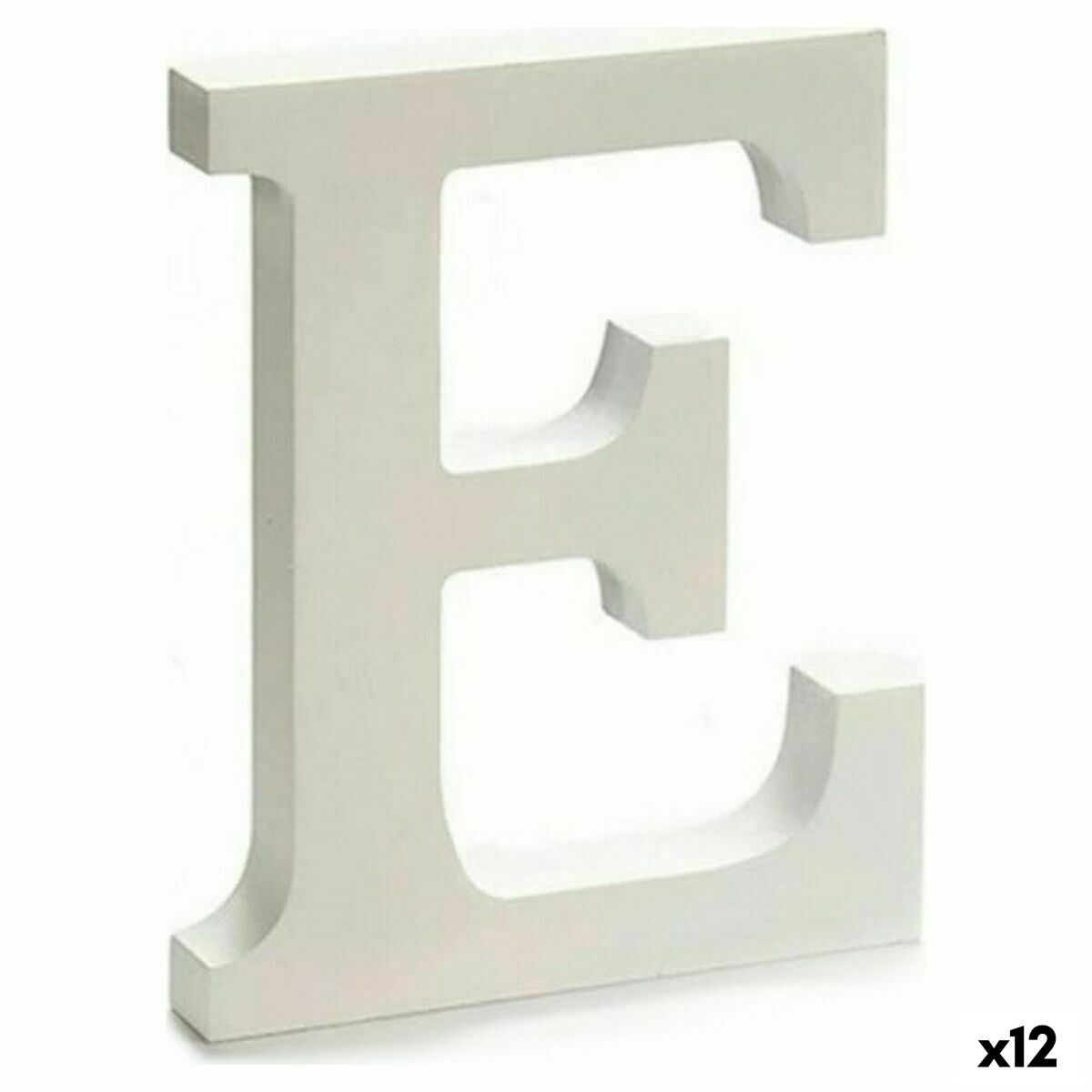 Letra E Madera Blanco (1,8 x 21 x 17 cm) (12 Unidades) - Effik Store