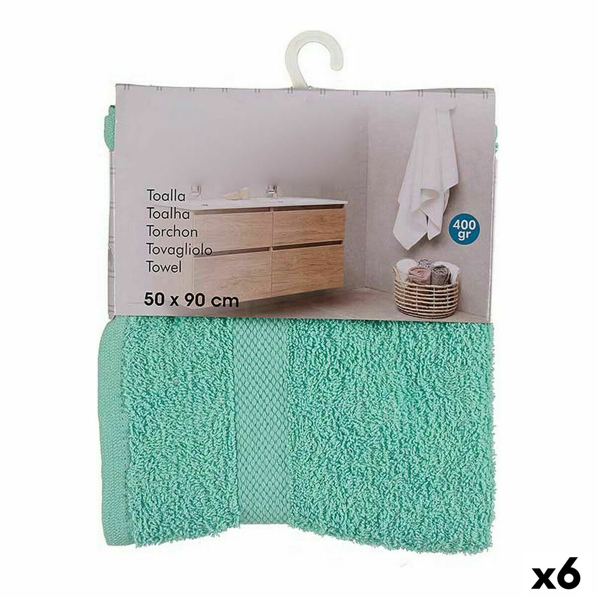 Toalla de baño 50 x 90 cm Turquesa (6 Unidades) - Effik Store