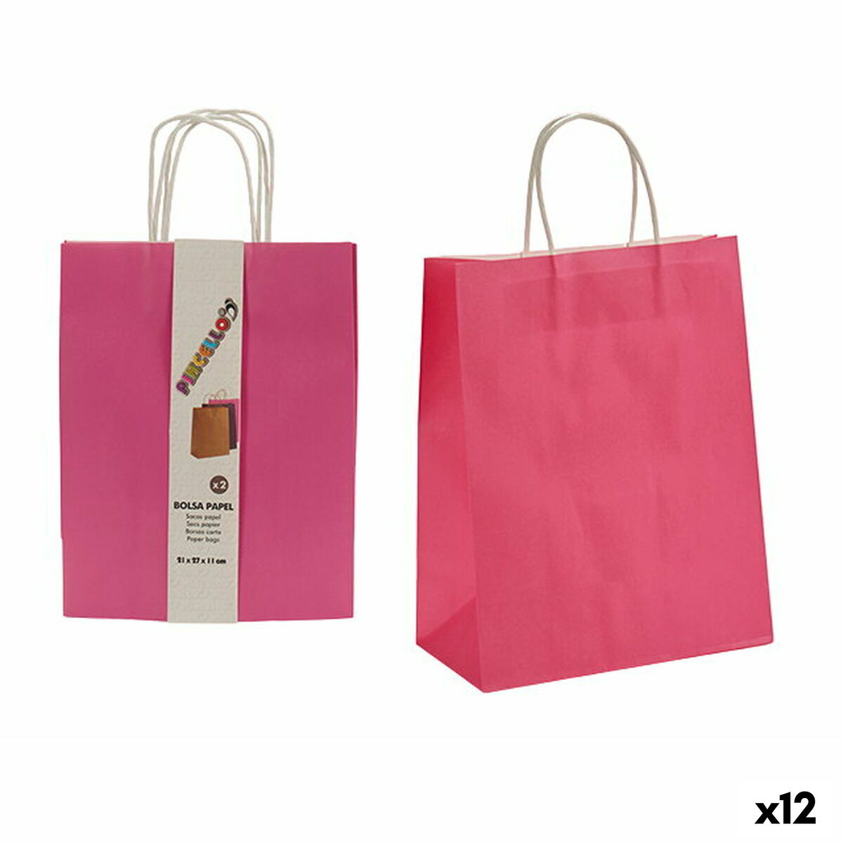 Set de Bolsas Papel Rosa 11 x 36 x 21 cm (12 Unidades) - Effik Store