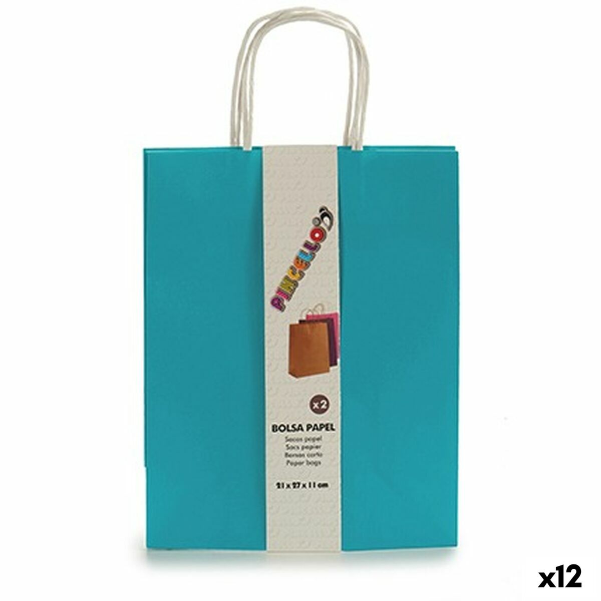 Set de Bolsas Papel Azul 11 x 36 x 21 cm (12 Unidades) - Effik Store