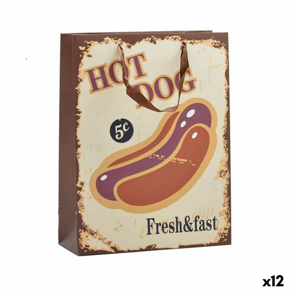 Bolsa de Papel Hotdog & Coffee 10 x 33 x 25,5 cm (12 Unidades) - Effik Store