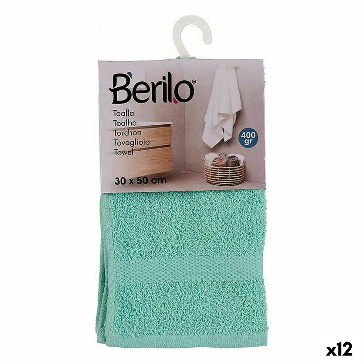 Toalla de baño 30 x 0,5 x 50 cm Turquesa (12 Unidades) - Effik Store