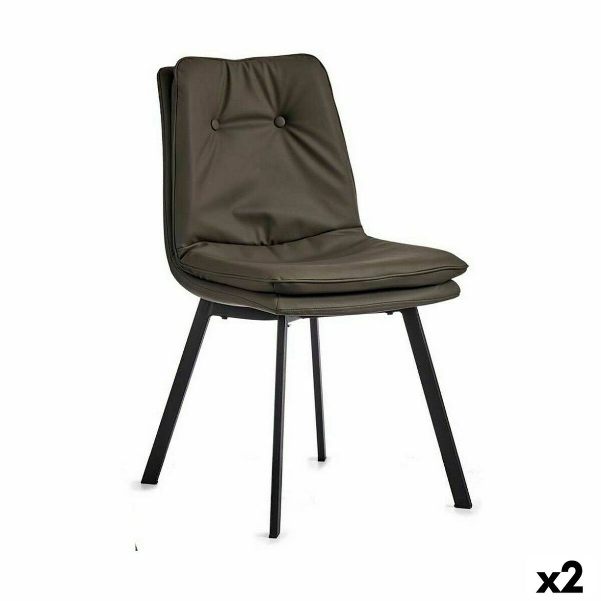 Sillón Botones Negro Gris Acero 62 x 85 x 47 cm (2 Unidades) - Effik Store