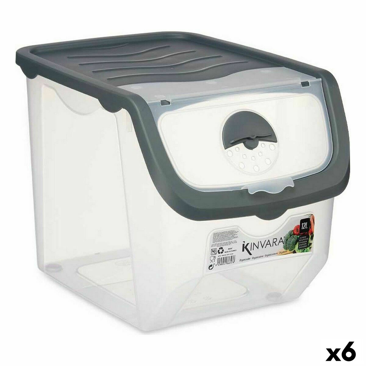 Caja Organizadora Apilable Antracita Plástico 31 x 24 x 23,5 cm (6 Unidades) - Effik Store