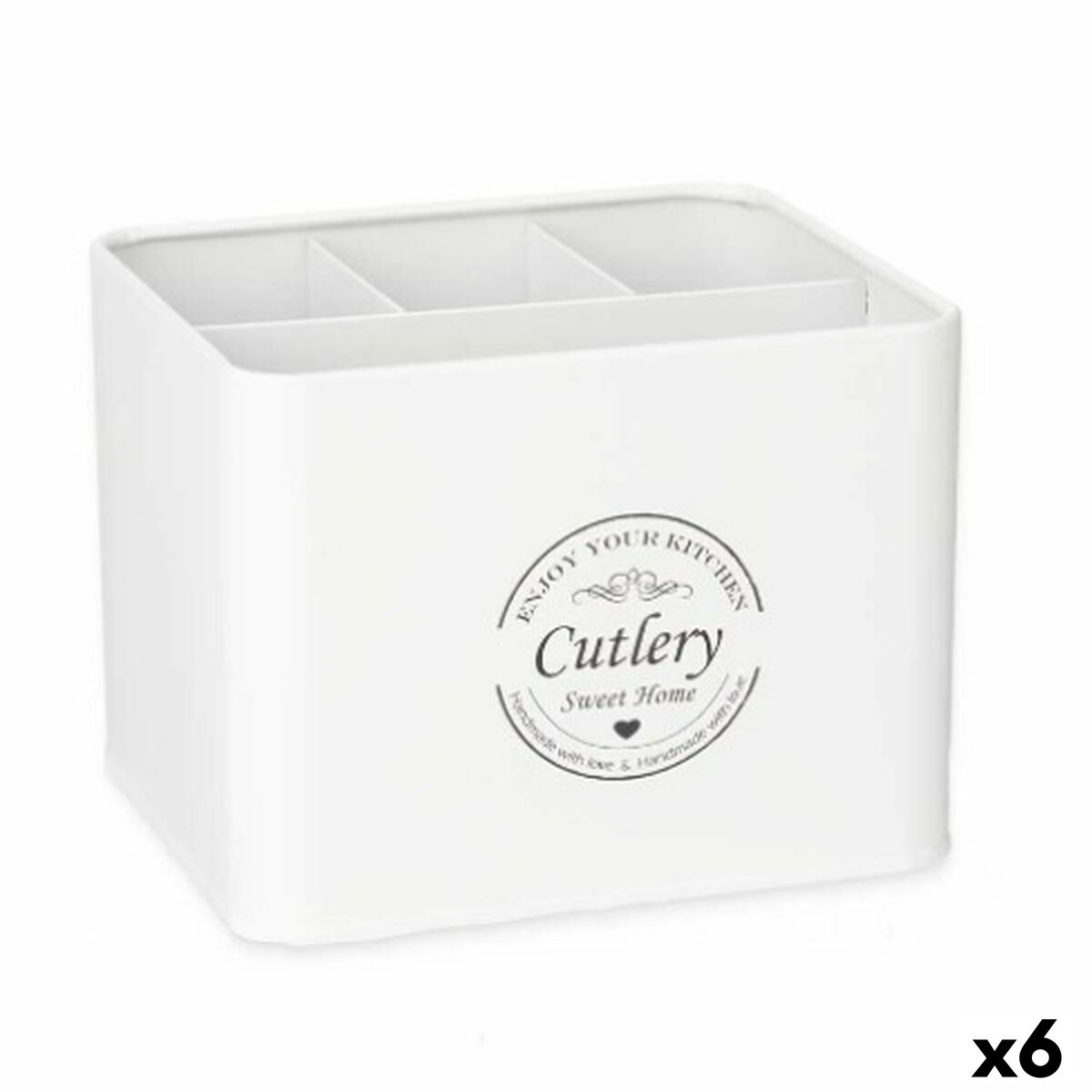 Cesta Multiusos Cubiertos Blanco Metal 18 x 13,3 x 15,3 cm (6 Unidades) - Effik Store