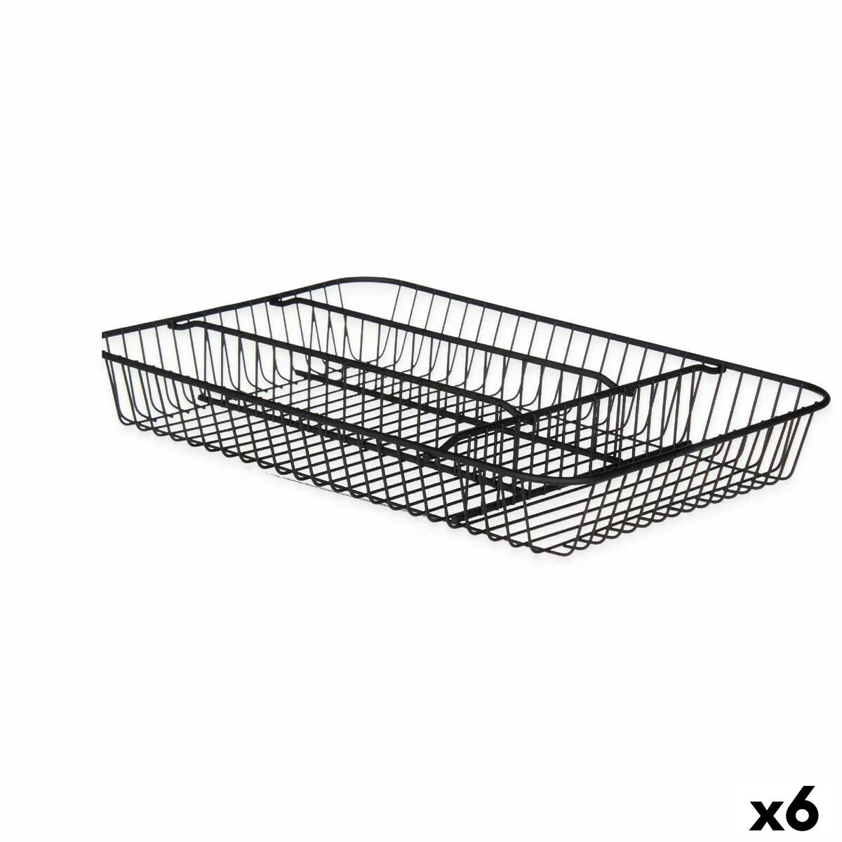 Organizador para Cubiertos Negro Metal 26 x 4,7 x 35,5 cm (6 Unidades) - Effik Store