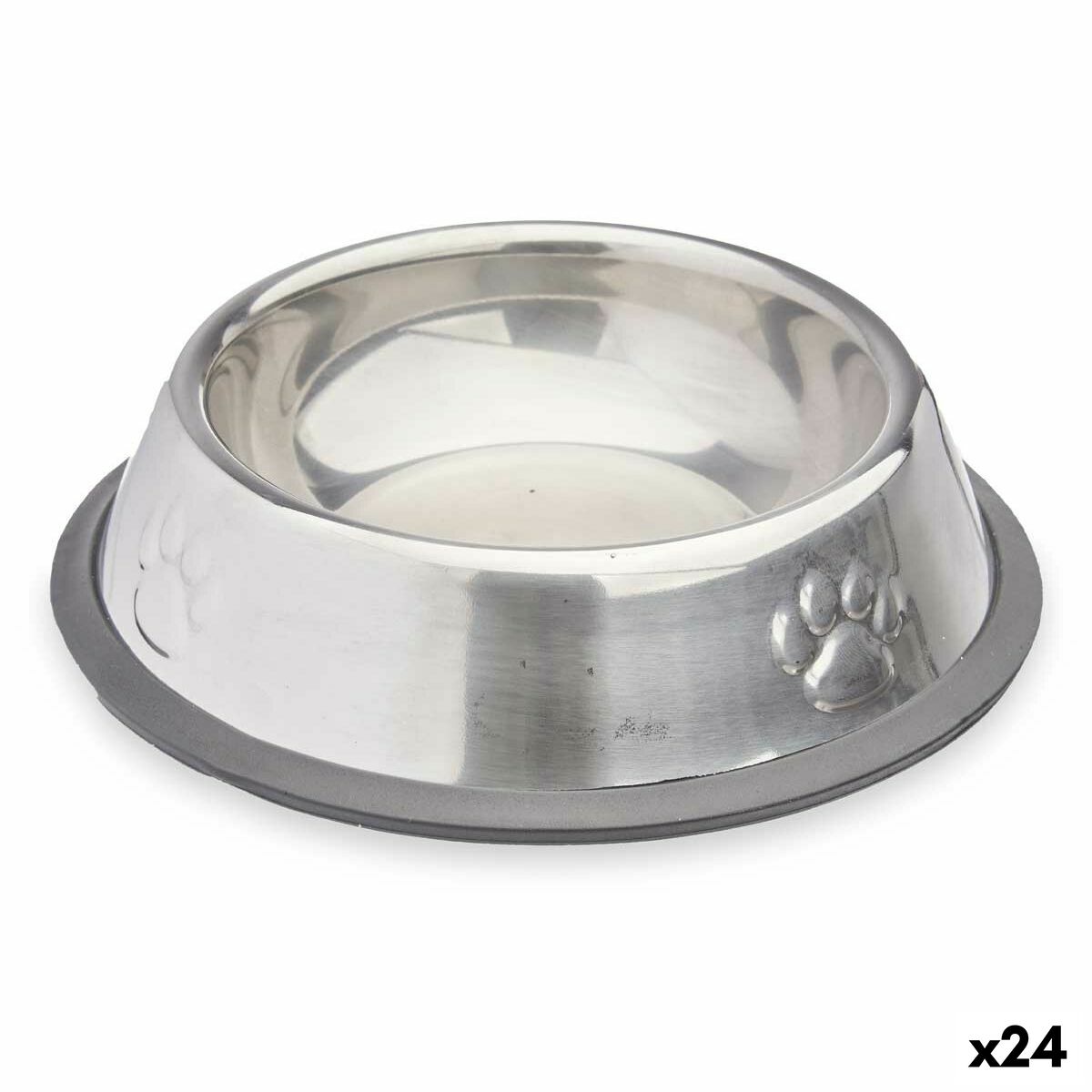 Comedero para Perro Plateado Gris Goma Metal 15 x 4 x 15 cm (24 Unidades) - Effik Store