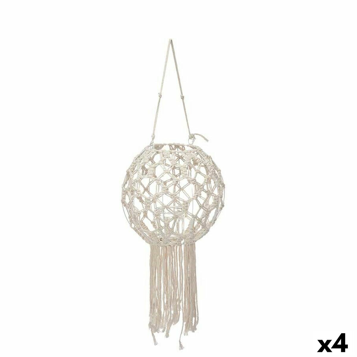 Portavelas Macramé Blanco Algodón 25 x 27 x 25 cm (4 Unidades) - Effik Store