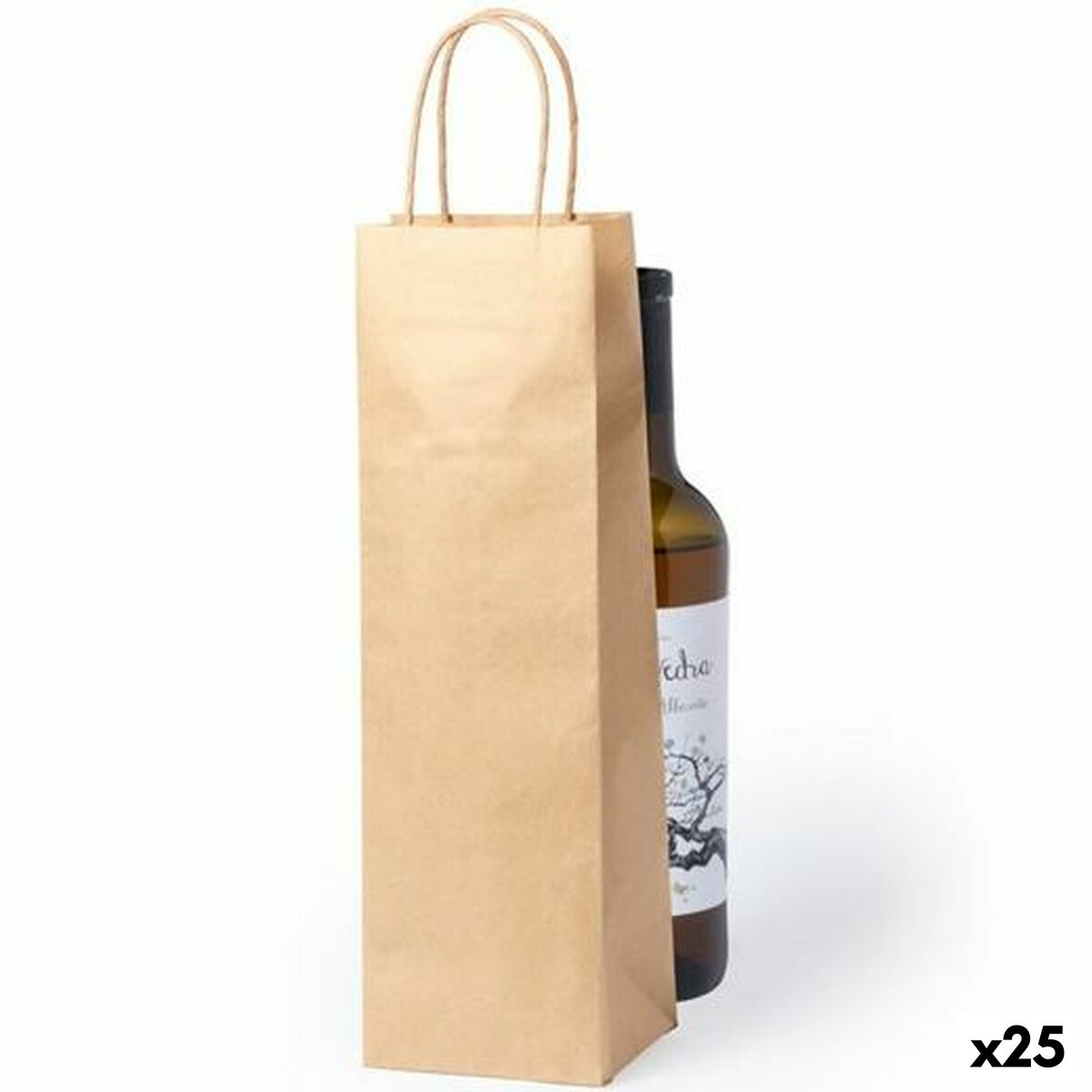 Bolsa de Papel Fama Marrón Con asas 10 x 10 x 36 cm (25 Unidades) - Effik Store