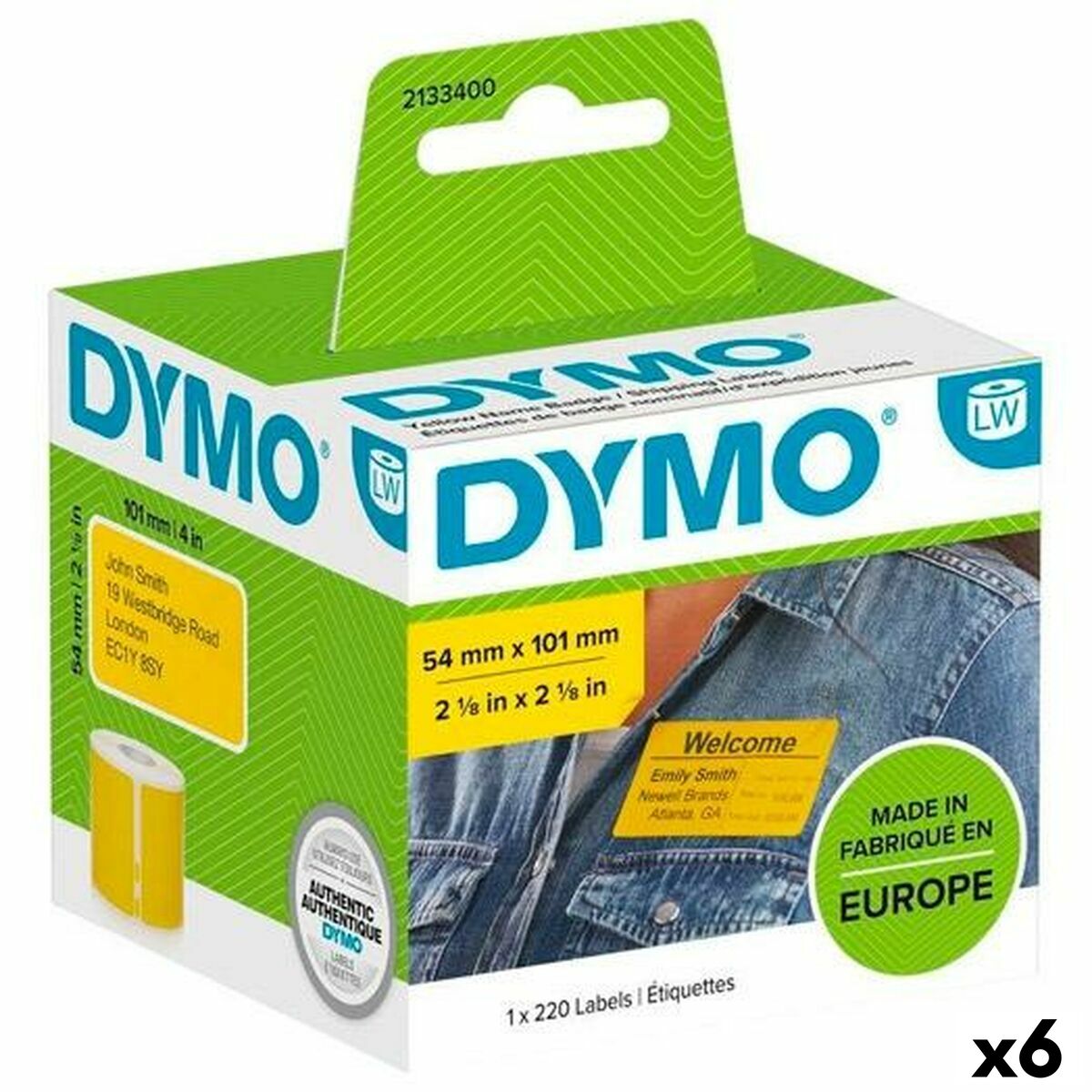 Etiquetas para Impresora Dymo Label Writer Amarillo 220 Piezas 54 x 7 mm (6 Unidades) - Effik Store