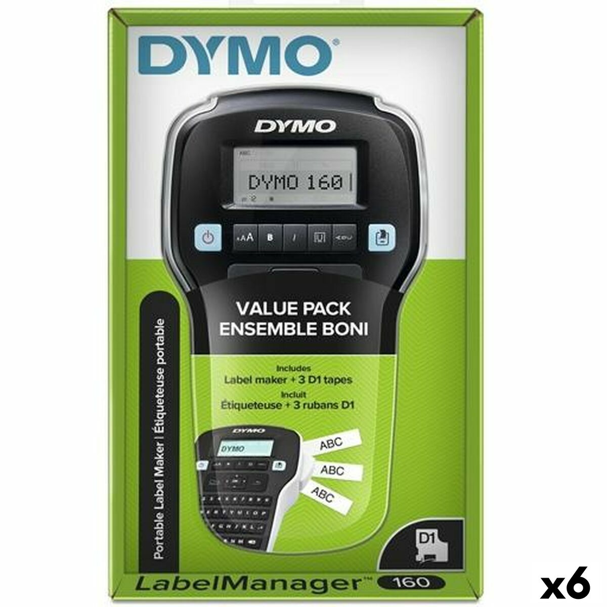 Rotuladora Eléctrica Dymo LM160 Negro 1,2 mm 6 Unidades - Effik Store